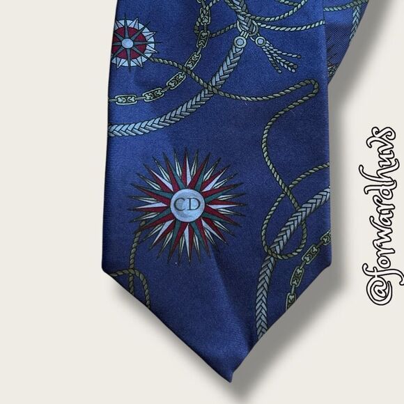 Vintage Christian Dior Monsieur Necktie with CD Logo and Pattern - Picture 6 of 10